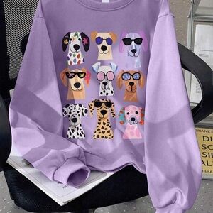 Chic Nation Lavender Dog Graphic Sweatshirt